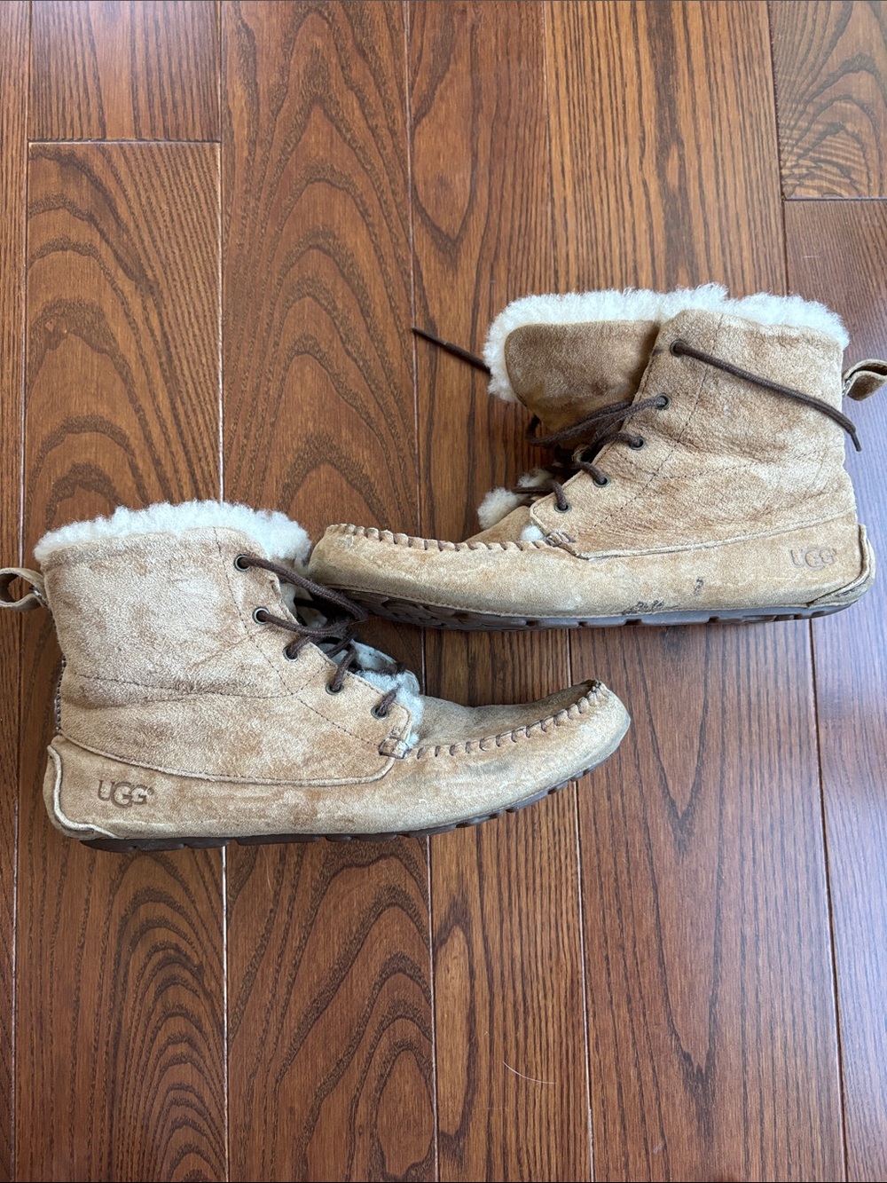 UGG Chestnut Shearling-Lined Suede Moccasin Boots - Picture 8 of 10